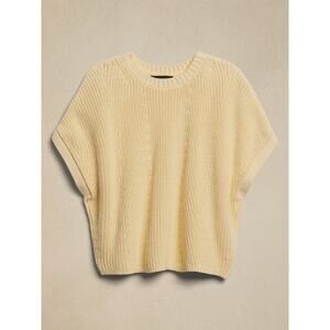 Banana Republic Julia Cotton Cropped Sweater Vest size Large Butter Yellow NWT